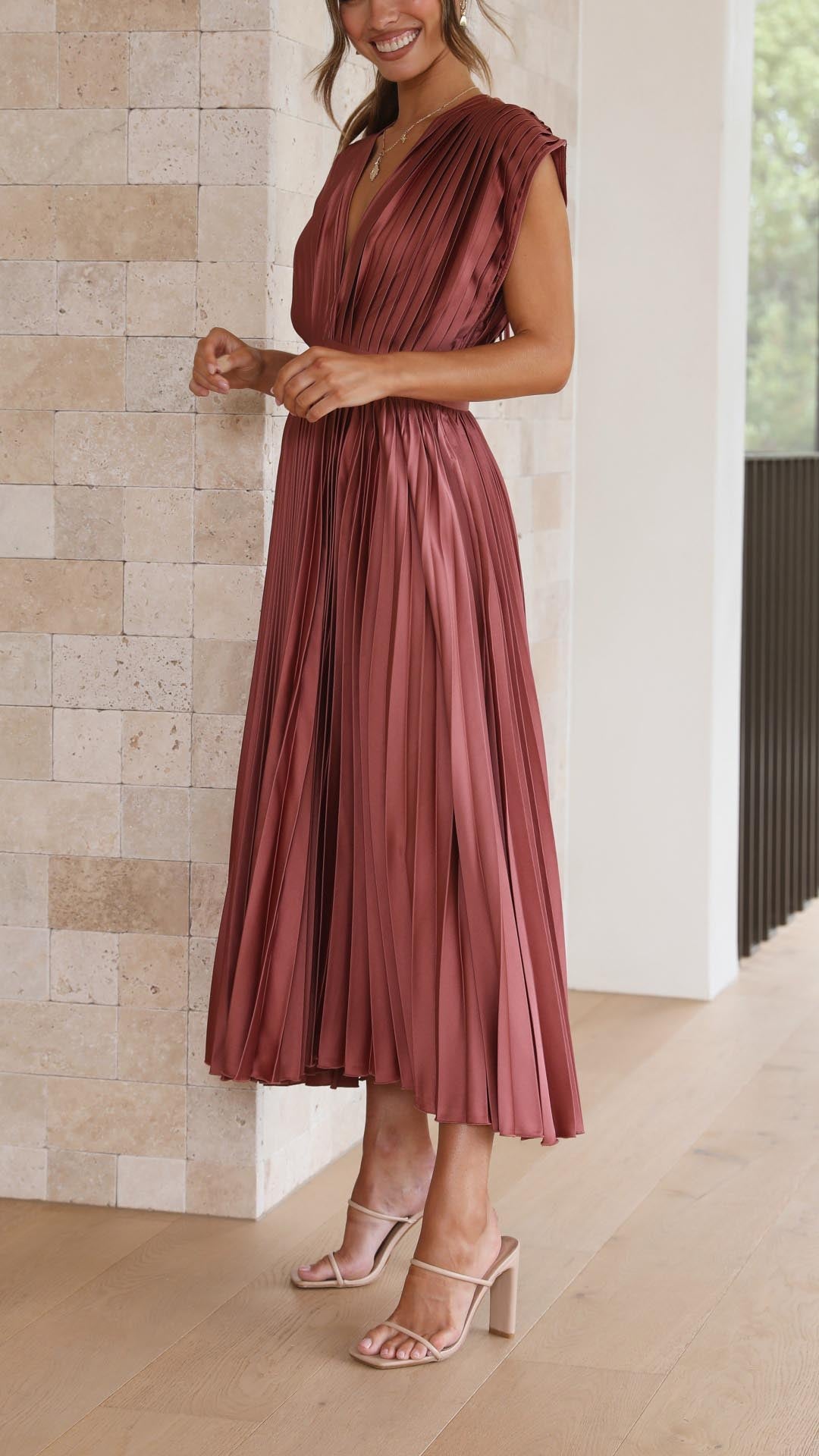 Maria™ | Elegant Plisseret Maxikjole