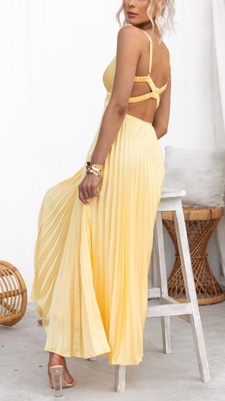 Eileen™ | Plisseret V-hals Maxi Kjole