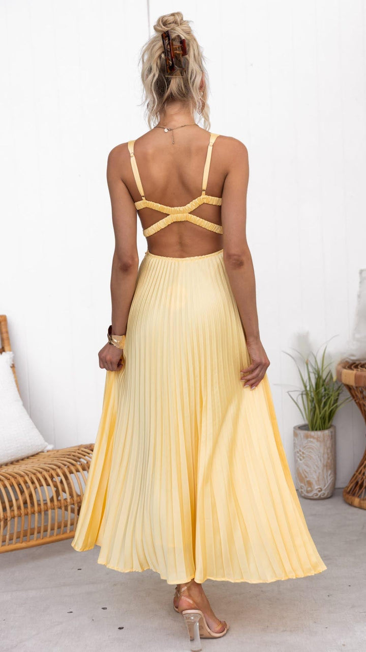 Eileen™ | Plissé V-Neck Maxi Dress