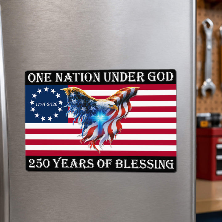 Kristen Patriotisk Magnet med Amerikansk Flag og Ørn