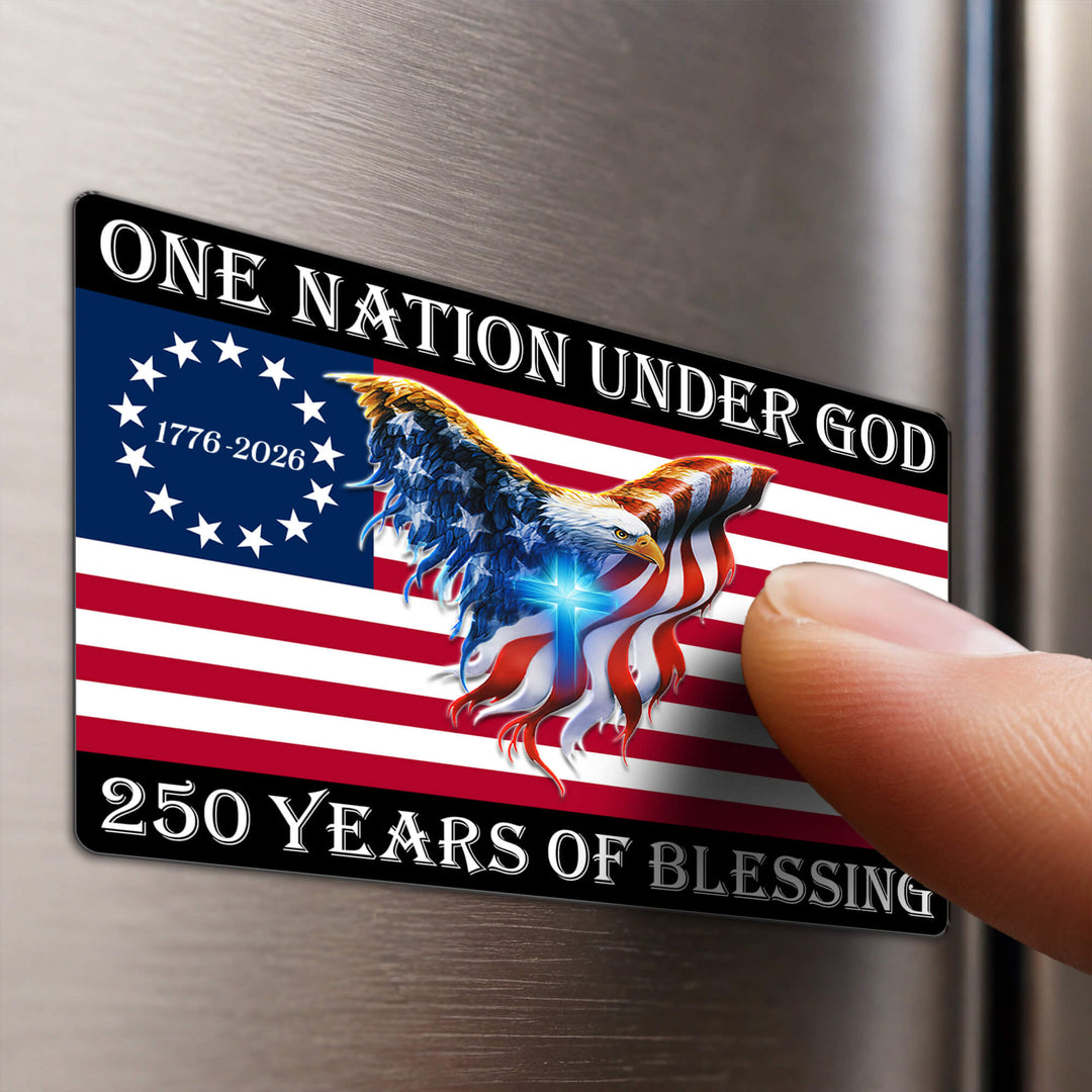 Kristen Patriotisk Magnet med Amerikansk Flag og Ørn