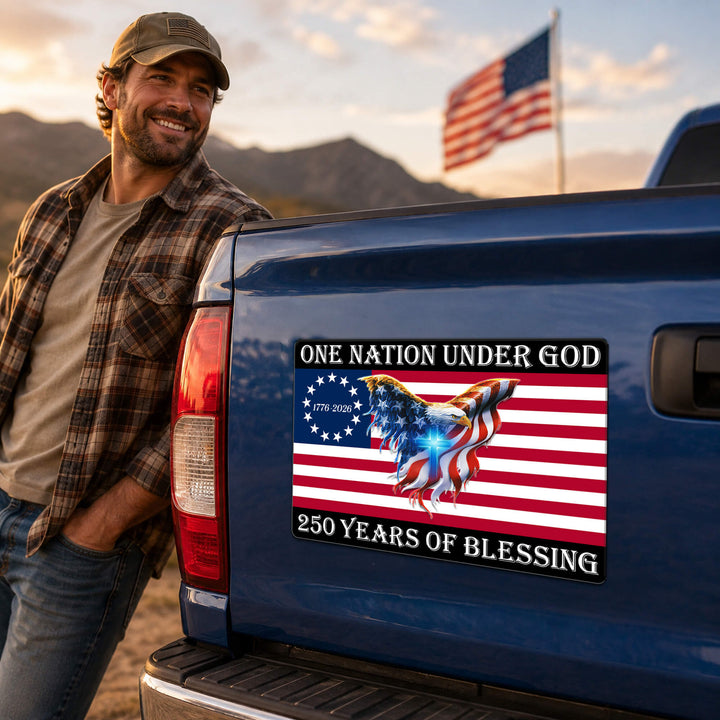 Kristen Patriotisk Magnet med Amerikansk Flag og Ørn