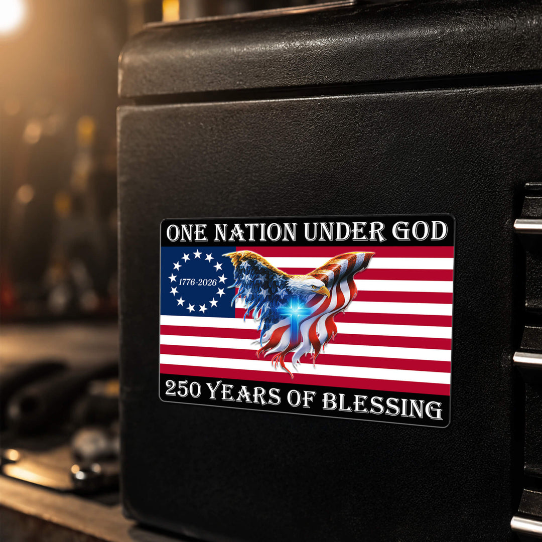 Kristen Patriotisk Magnet med Amerikansk Flag og Ørn