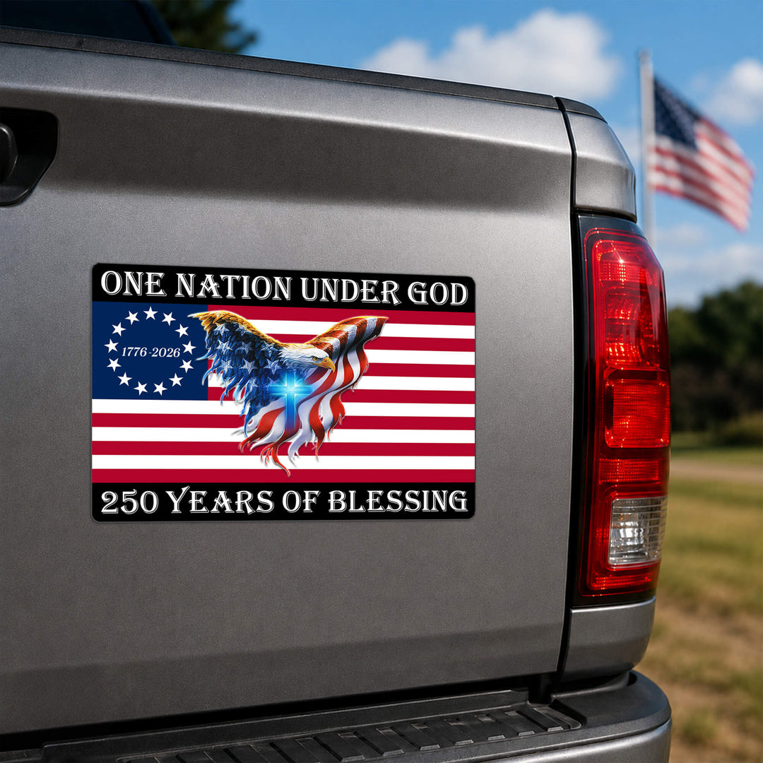 Kristen Patriotisk Magnet med Amerikansk Flag og Ørn