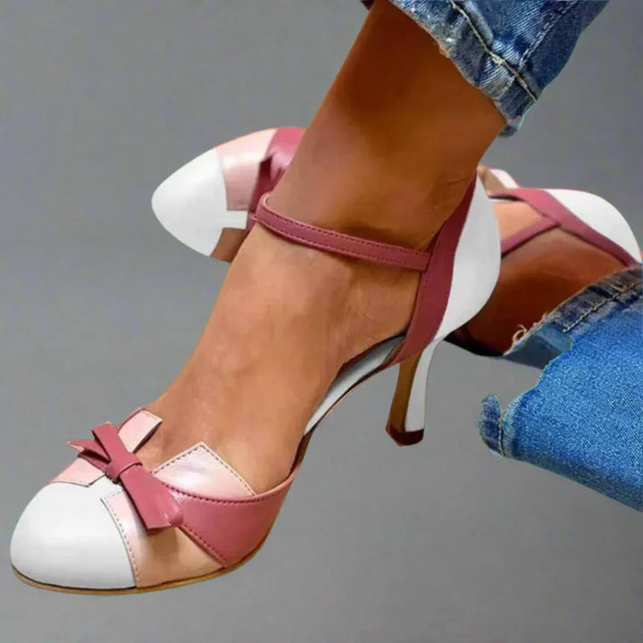 Barbara | Dame Klassiske Pumps med Sløjfebånd og Mellemhøj Hæl