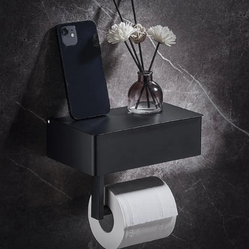 Toiletpapirholder i Rustfrit Stål med Opbevaringsskuffe