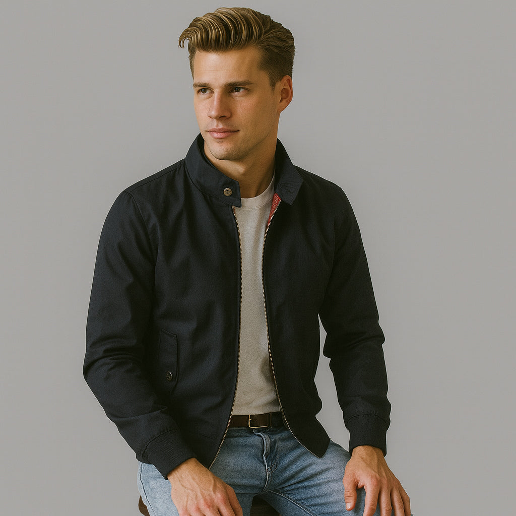Harrington jakke med ståkrave og lynlås