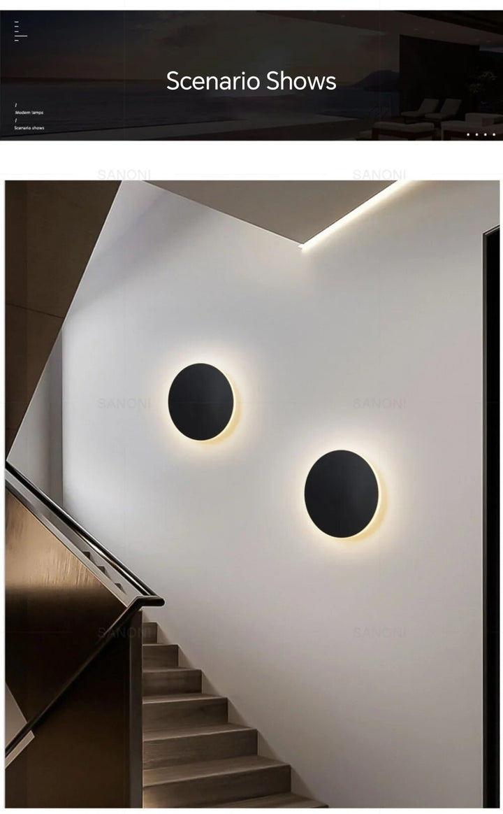 Moderne Rund LED Væglampe med Energibesparende Belysning