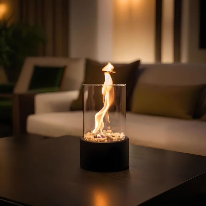 Elegant Glasolie Bordlampe med Aftagelig Cylinder og Metalbund
