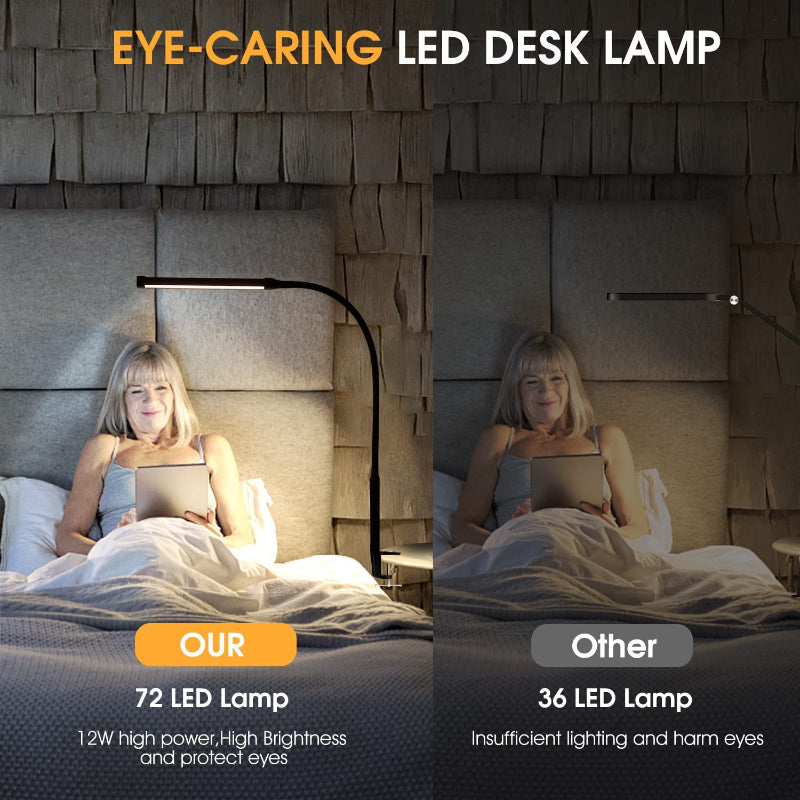 LED Skrivebordslampe med Fleksibel Gåsehal og USB Powerbank, 3 Lystilstande, 10 Lysstyrkeniveauer