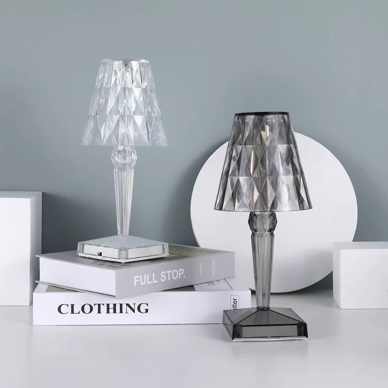 Genopladelig Touch Lampe med Krystal Finish og Tre Lysindstillinger