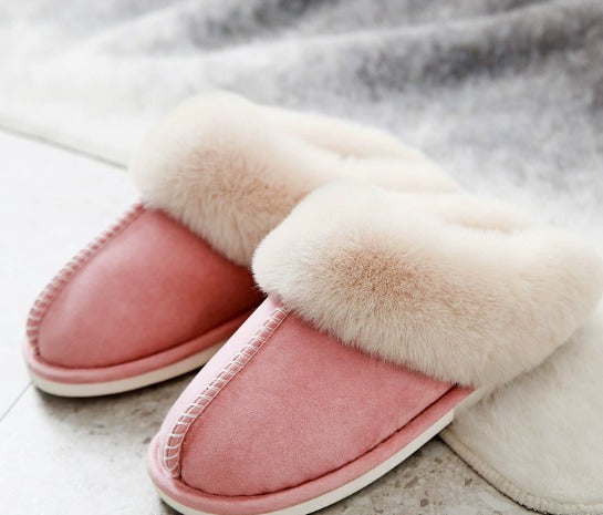Elegante hjemmesko med pelsdetalje | Komfortable varme tøfler til kvinder