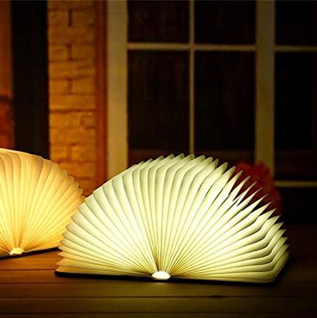 Foldbar Træboglampe med Blødt LED Lys