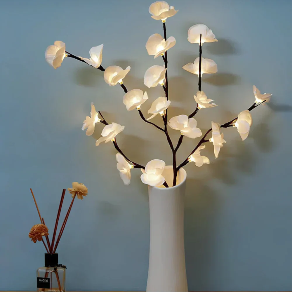 LED Bordlampe med Bøjelige Kviste og Blomster