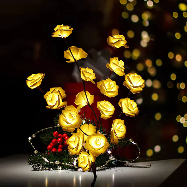 LED Bordlampe med Bøjelige Kviste og Blomster