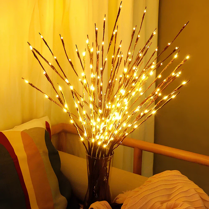 LED Bordlampe med Bøjelige Kviste og Blomster