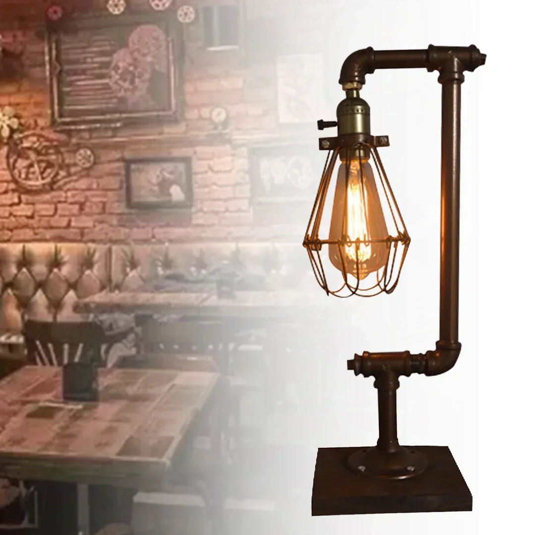 Vintage Metal Bordlampe med Retro Design og Trykknap