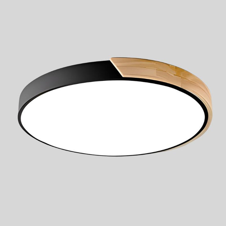 Træ Rund Loftlampe med Peberkage-design