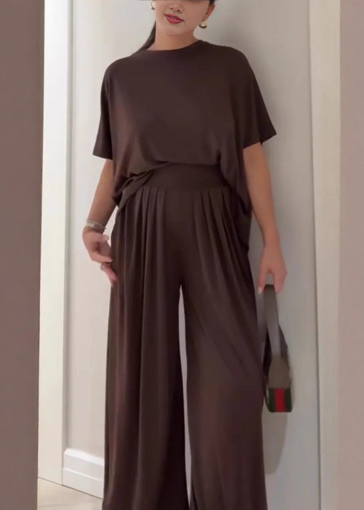 Leanne™ | Casual Top & Bredbenede Bukser Sæt