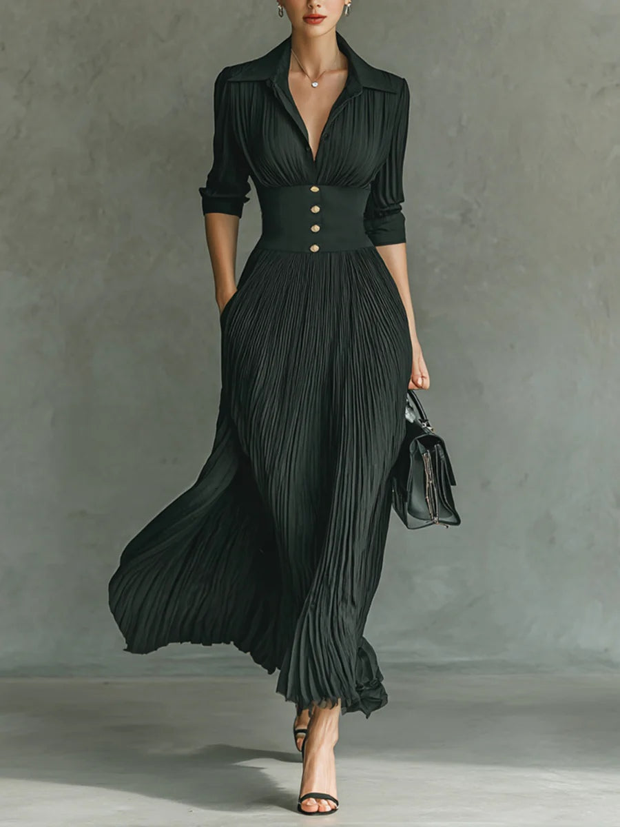 Lindsay™ | Elegant Plisseret Krave Maxi Kjole