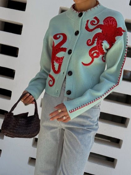 Lois™ | Sjovt blæksprutte mønster cardigan