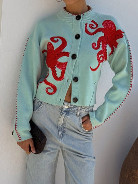 Lois™ | Sjovt blæksprutte mønster cardigan