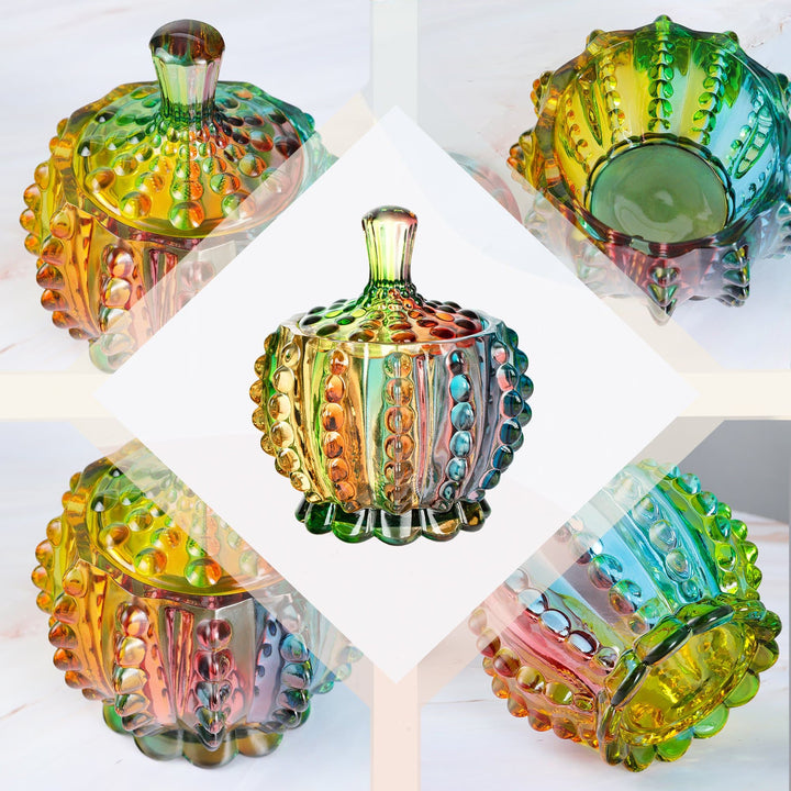 Iridescent Krystalglas Slikkrukke med Låg