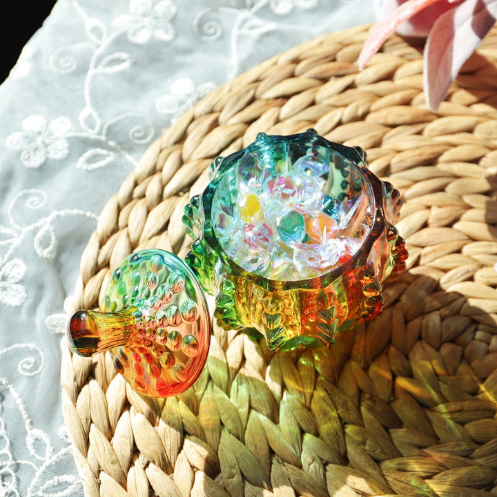 Iridescent Krystalglas Slikkrukke med Låg