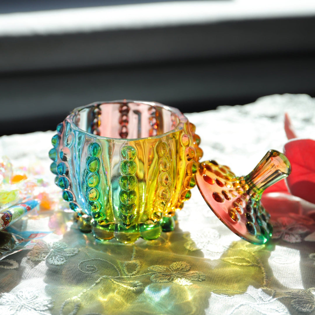 Iridescent Krystalglas Slikkrukke med Låg