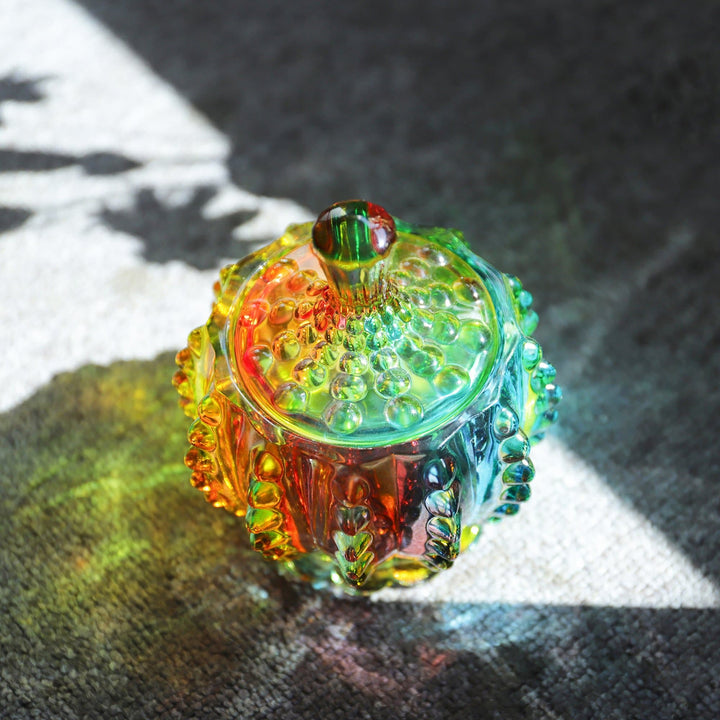 Iridescent Krystalglas Slikkrukke med Låg