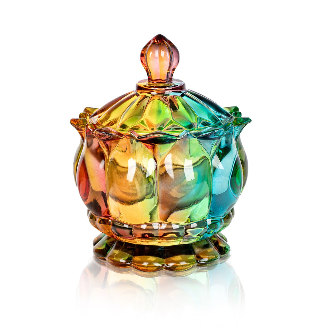 Iridescent Krystalglas Slikkrukke med Låg