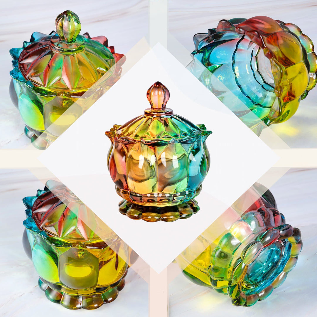 Iridescent Krystalglas Slikkrukke med Låg