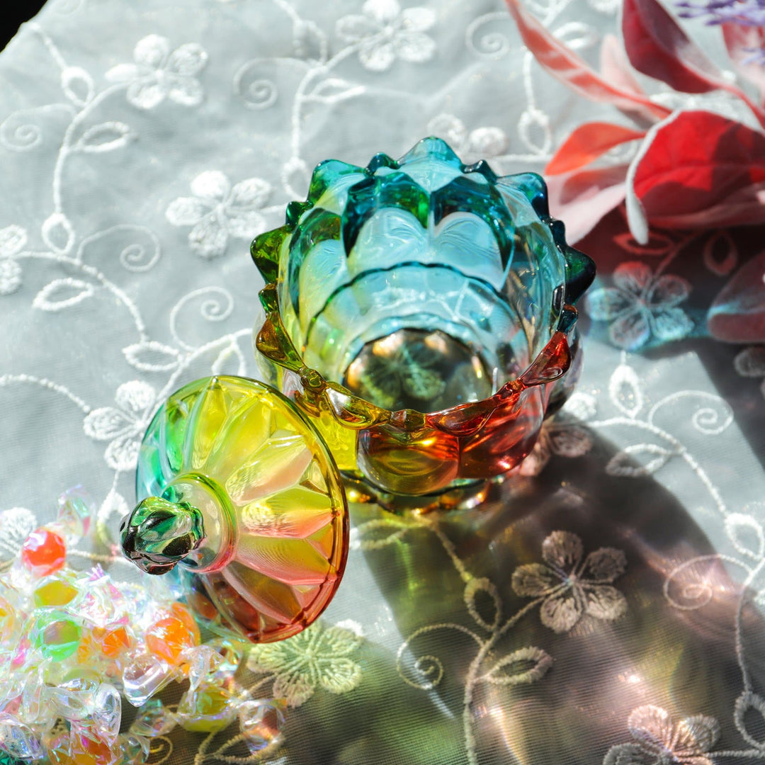 Iridescent Krystalglas Slikkrukke med Låg