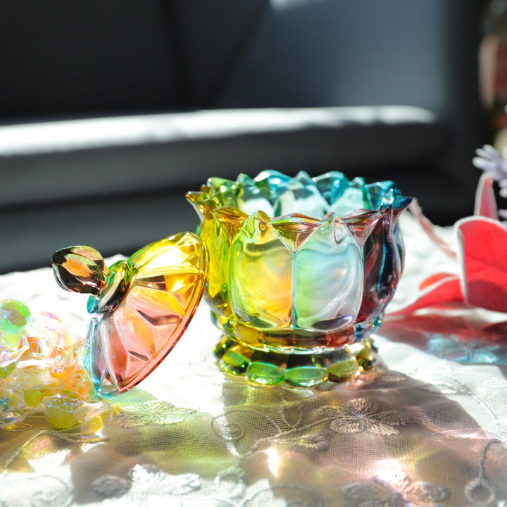 Iridescent Krystalglas Slikkrukke med Låg