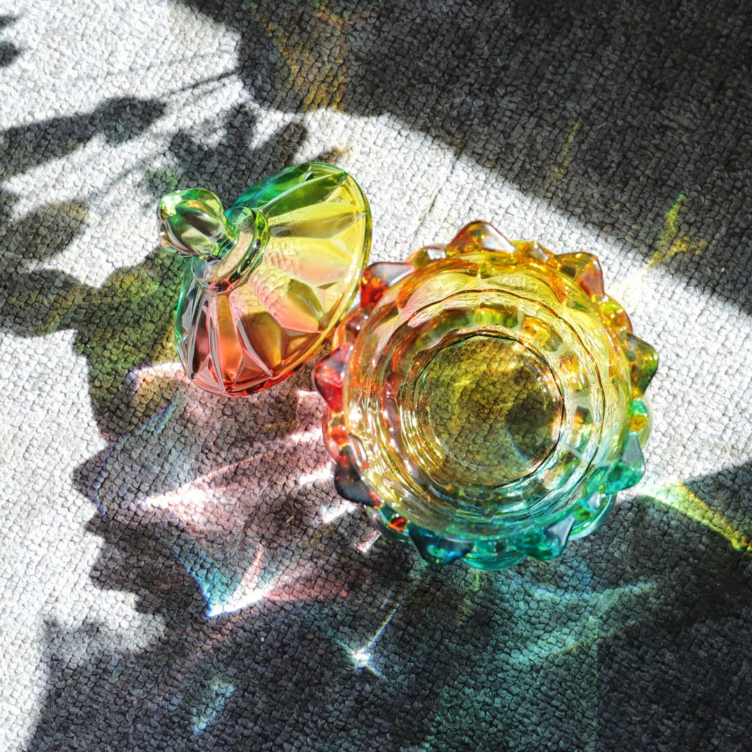 Iridescent Krystalglas Slikkrukke med Låg