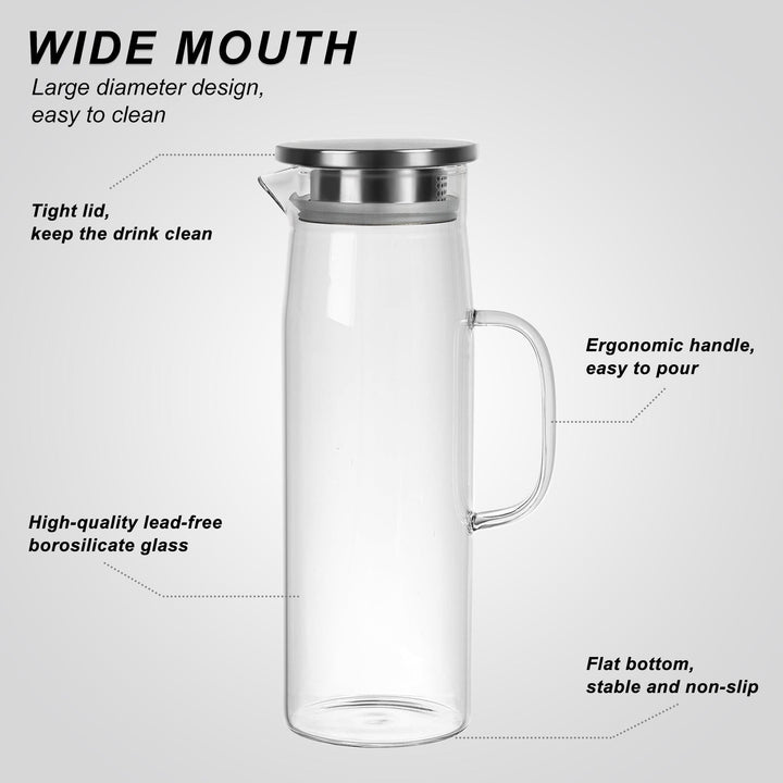 Elegant Borosilikatglas Kande med Aftageligt Låg - 51 oz