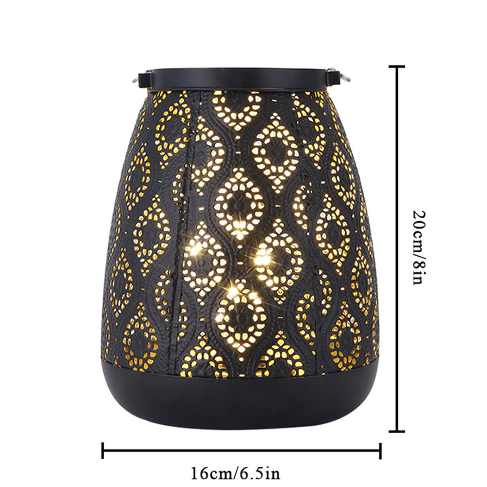 Trådløs Bordlampe i Sort Metal med Geometriske Udsparinger