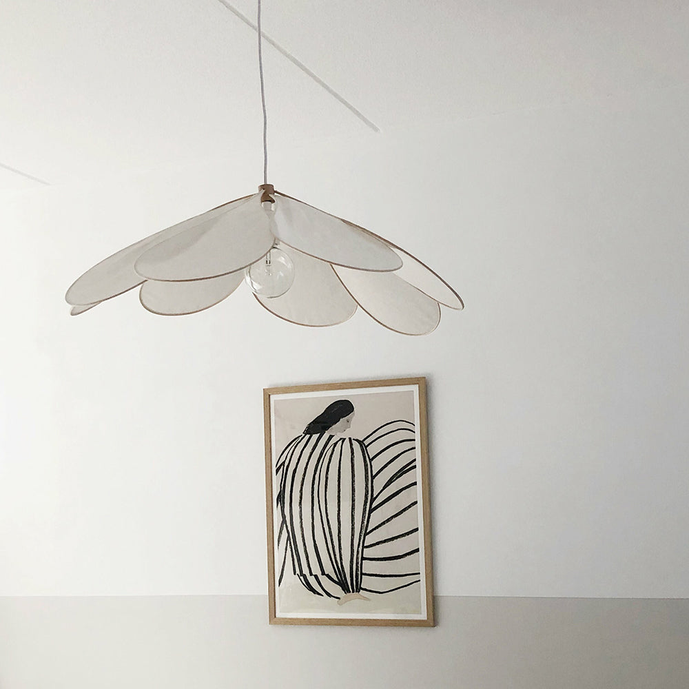 Rattan og Stof Pendel Lys i Blomsterdesign