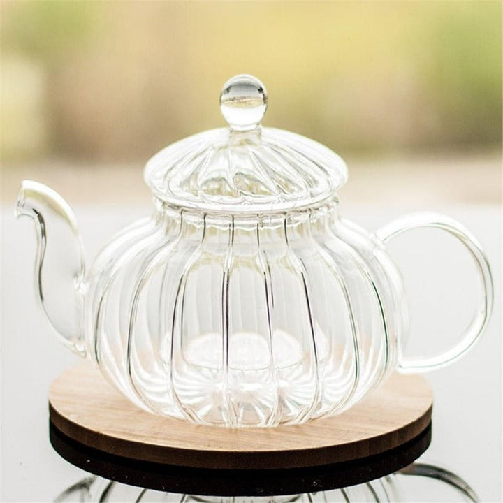 Elegant Borosilikatglas Teapot Sæt med 6 Kopper og Lysestage