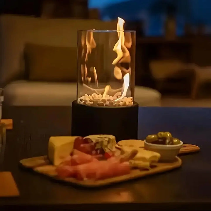 Bærbar Moderne Bordlanterne i Stål og Glas