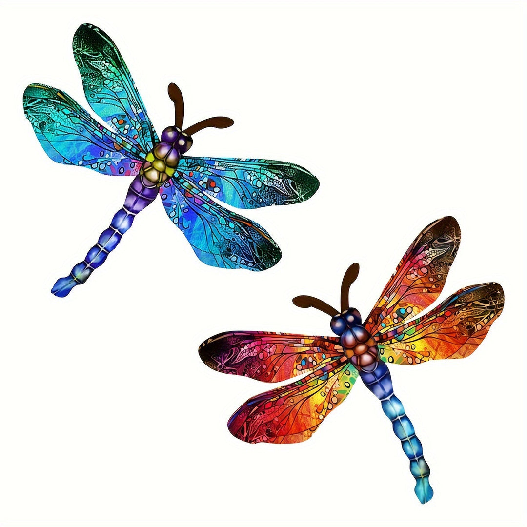 Farverig Metal Dragonfly Vægkunst til Indendørs og Udendørs Dekor