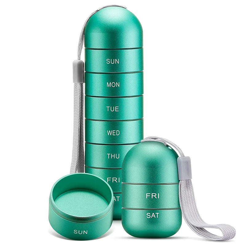 Bærbar 7-dages Pilleorganisator i Aluminium med Vandtæt Design