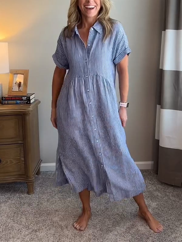Corinne™ | Stribet Skjorte med Knapper