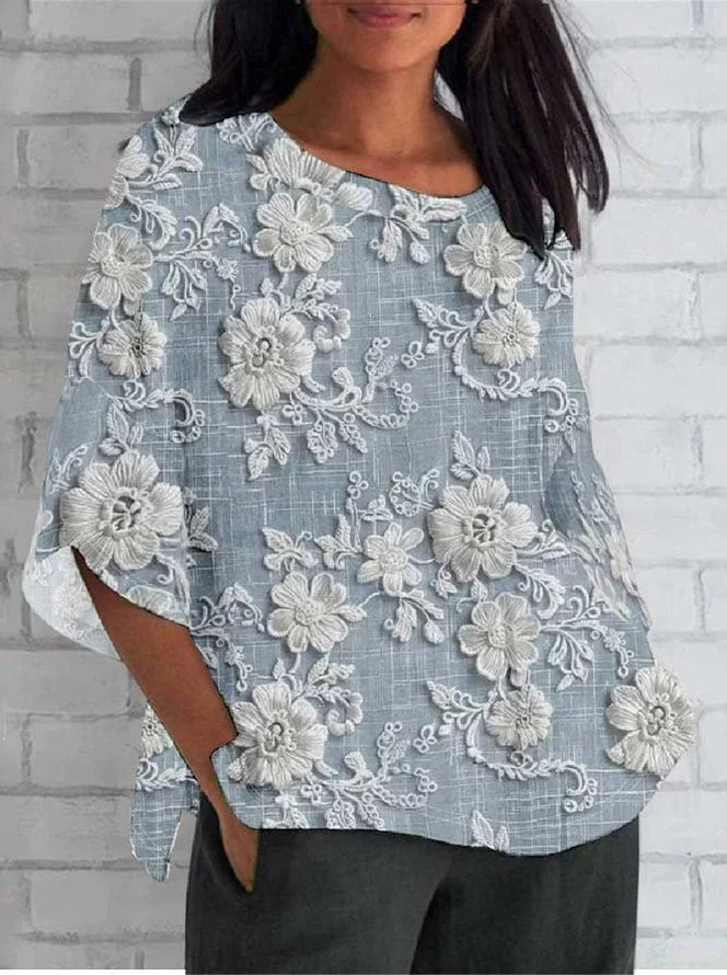 Diana™ | Retro Blomster Relaxed Bluse