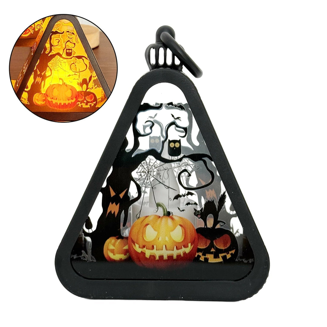 Trekantet Halloween Bordlampe med Spooky Motiver