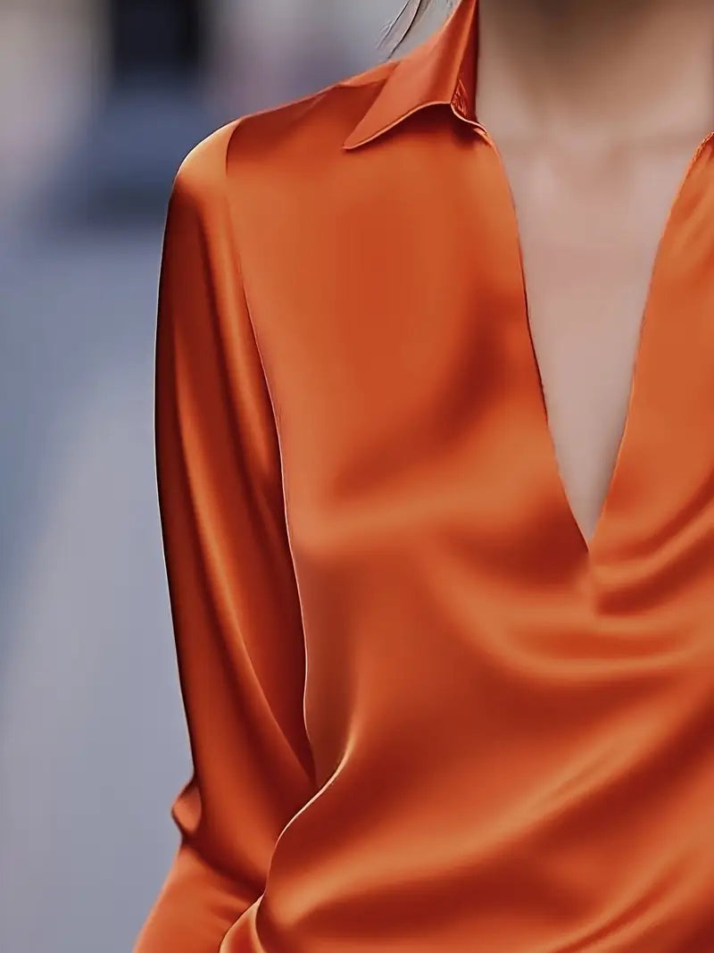 Eva™ | Luksus Satin V-Hals Bluse