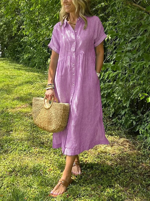 Corinne™ | Stribet Skjorte med Knapper