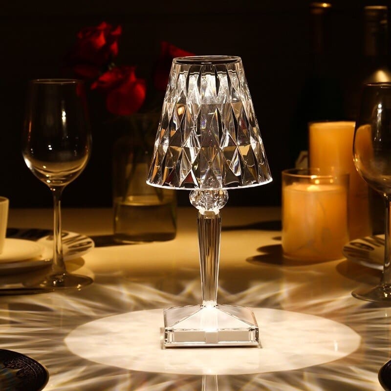 Genopladelig Krystal Bordlampe med Touch Dæmper