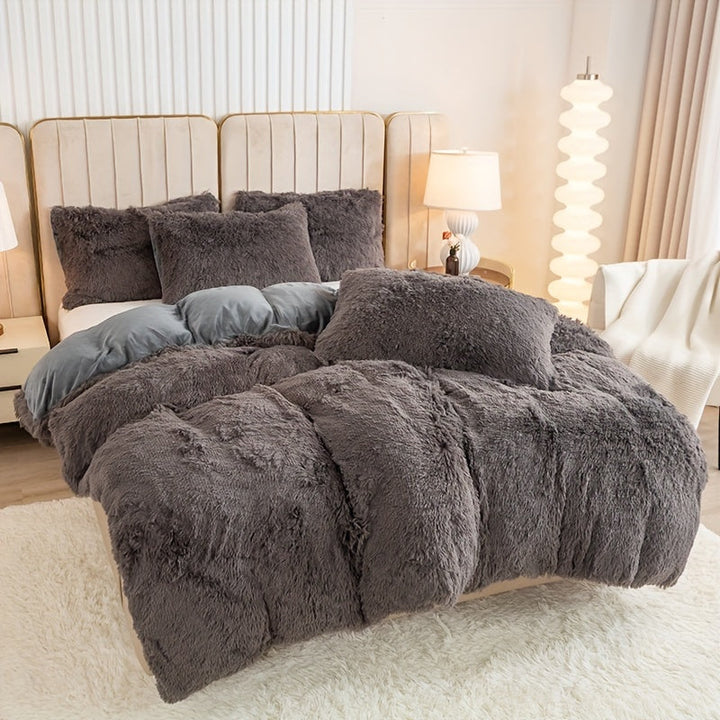 Luksuriøst Ultra Blødt Plush Dynebetræk Sæt med Lynlås