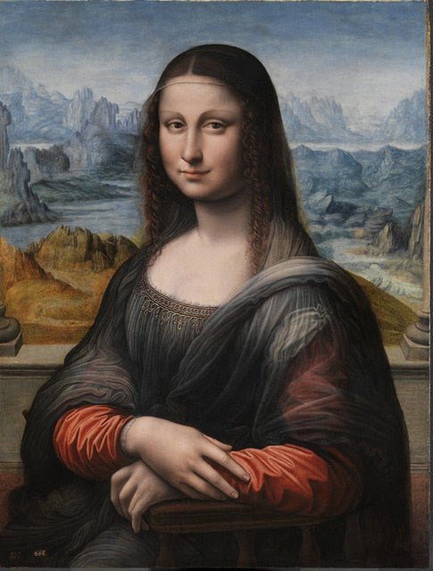 Humoristisk Mona Lisa Lærredtryk i Bomuldsstof